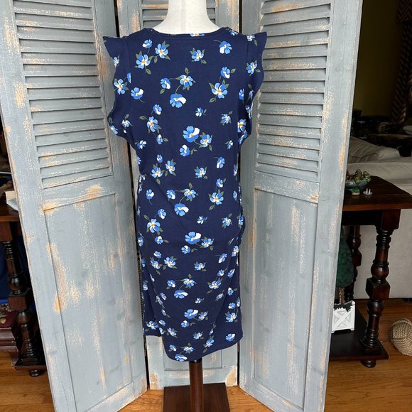 Old Navy Flutter Sleeve Blue Floral Bodycon Dress Sz XL NWOT - Picture 10 of 12